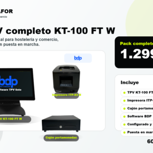 Kit TPV completo KT-100 FT W con impresora ITP-83 B, caj?n portamonedas y Software BDP por 1.299 euros